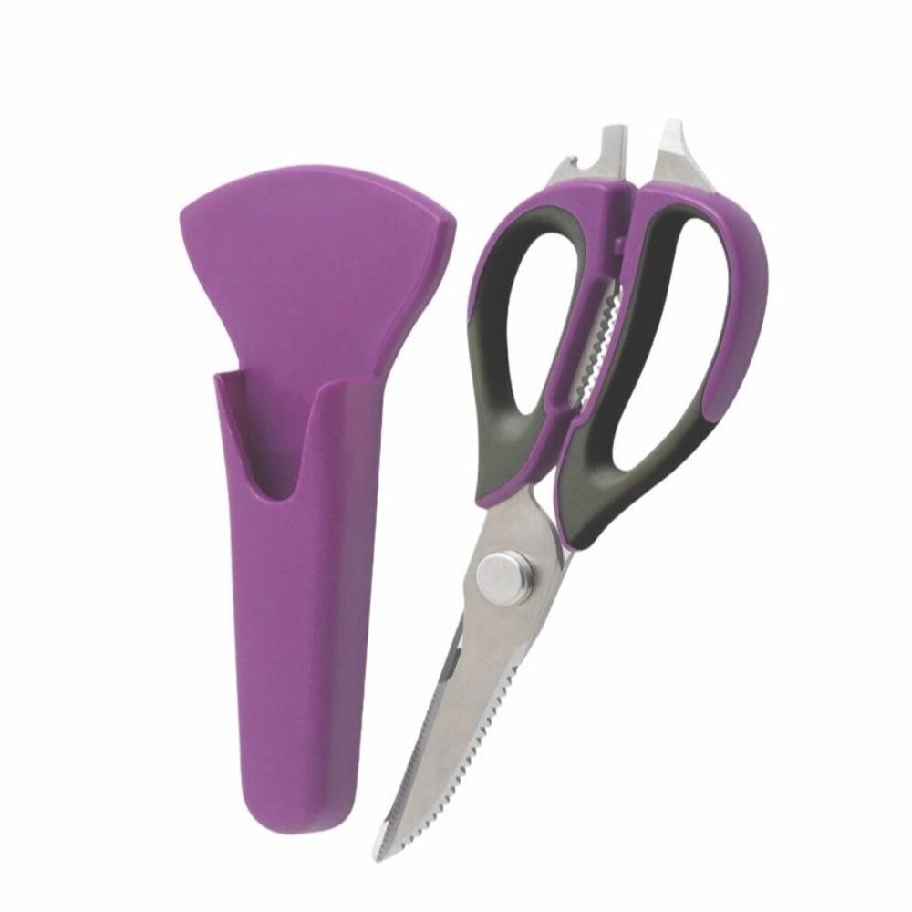 Multi Purpose Stainless Steel Kitchen Scissors‎ 9" W/ Sheath Screwdriver Opener
